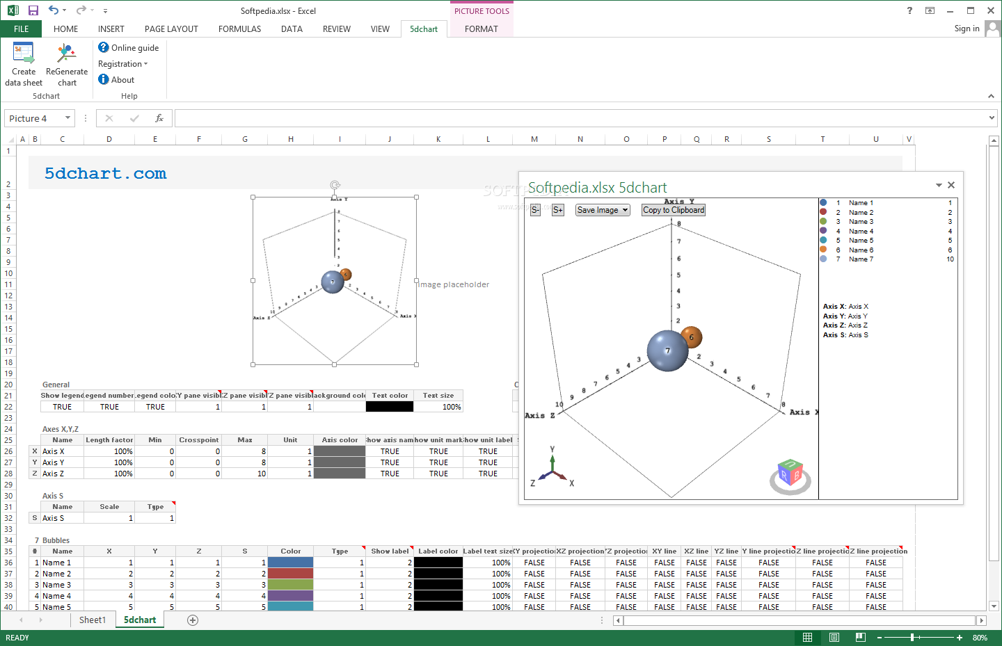 Photo #1 for 5dchart Add-in for Excel