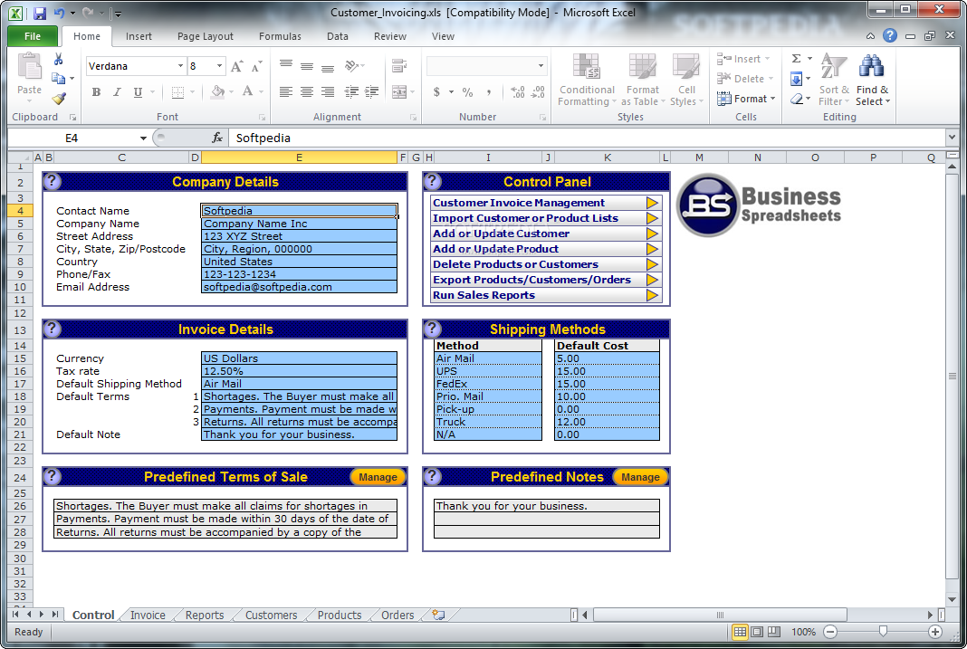 Photo #1 for Excel Invoice Template