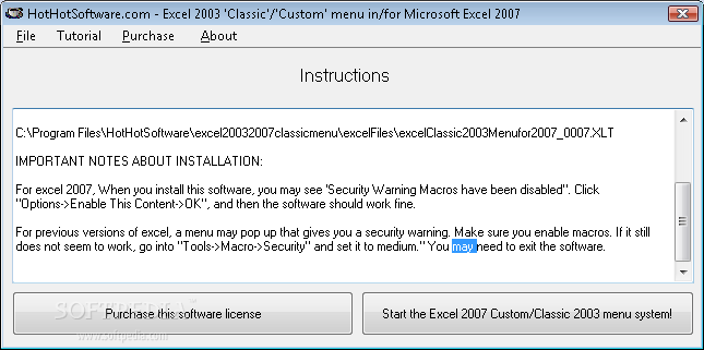 Photo #1 for Excel 2007 Ribbon to old Excel 2003 Classic Menu Toolbar