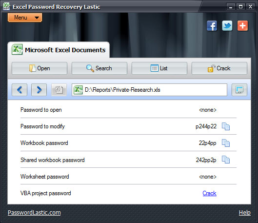 Photo #1 for Excel Password Recovery Lastic