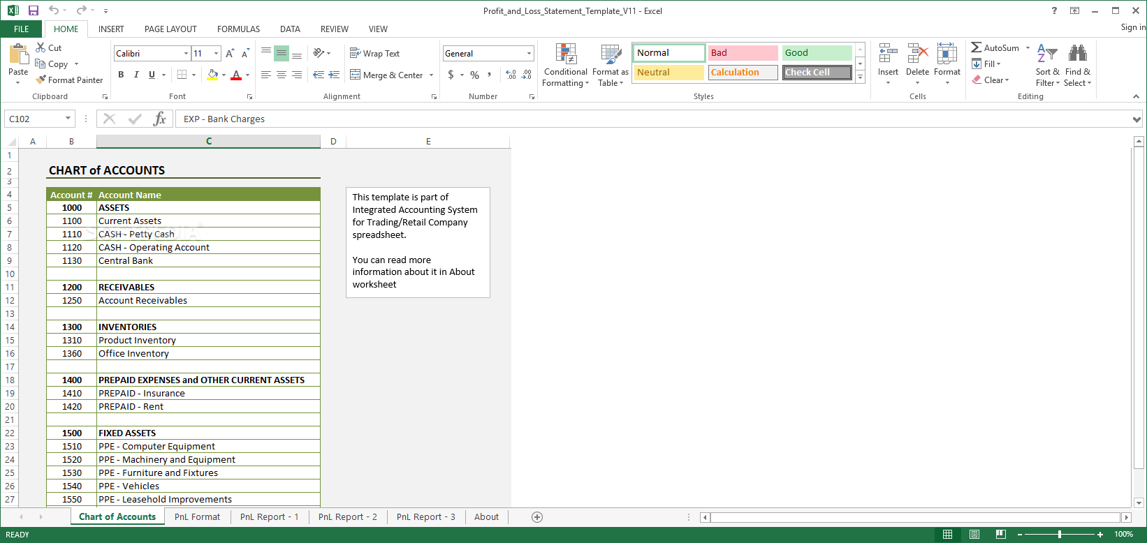 Photo #1 for Excel Profit and Loss Statement Template