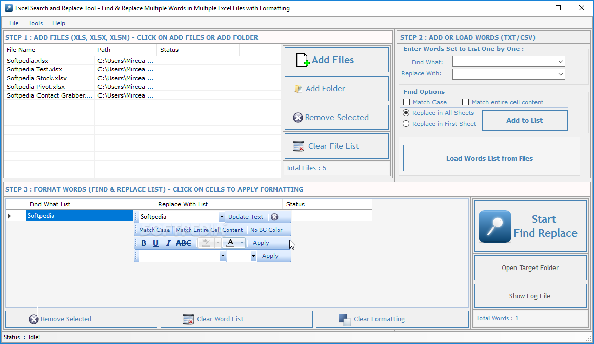 Photo #2 for Excel Search and Replace Tool