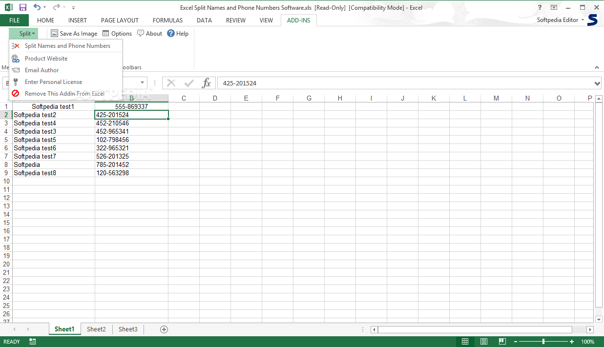Photo #1 for Excel Split Names and Phone Numbers Software