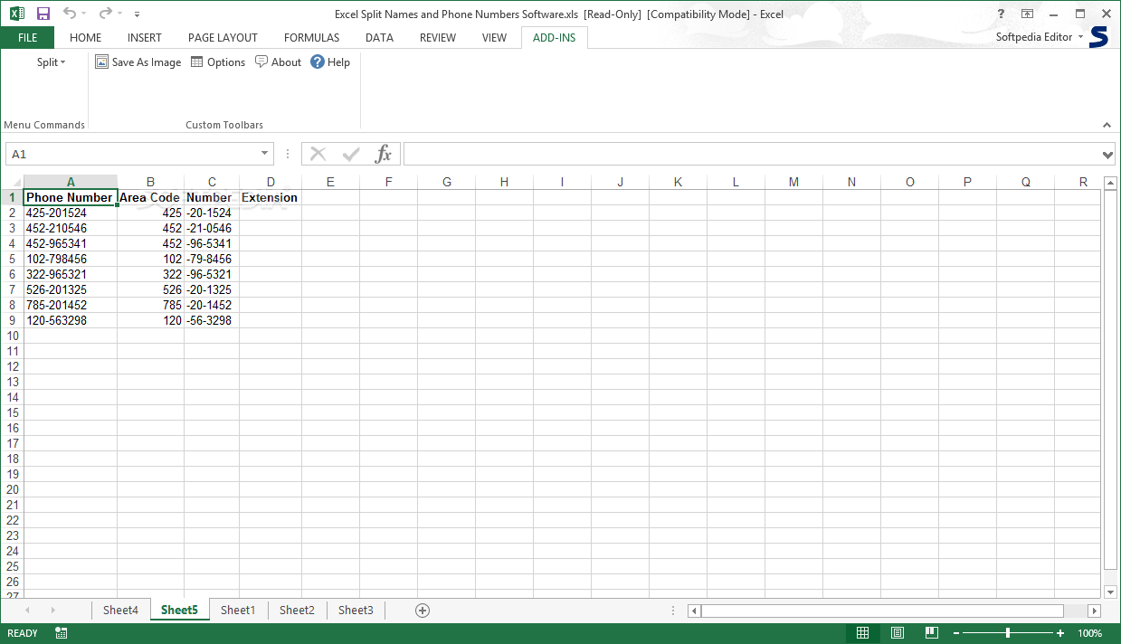 Photo #4 for Excel Split Names and Phone Numbers Software