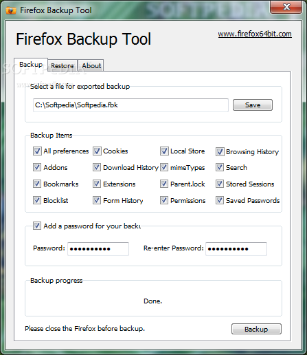 Photo #1 for Firefox Backup Tool