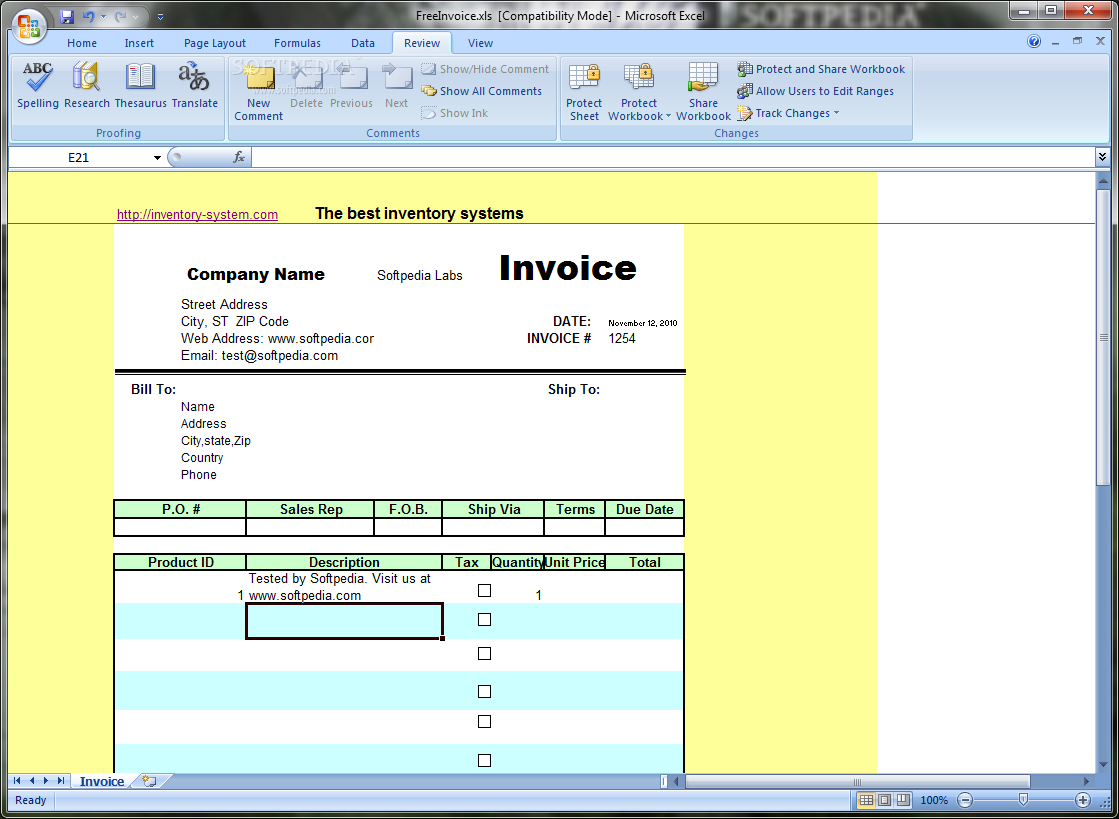 Photo #1 for Free Excel Invoice template