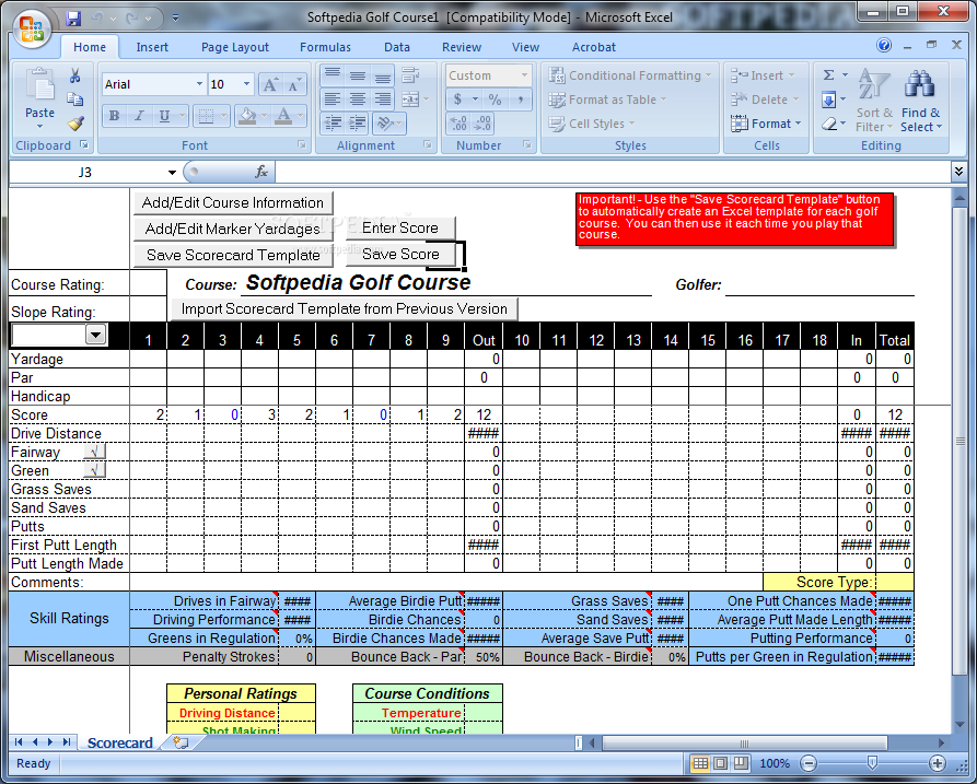 Photo #3 for Golf Tracker for Excel