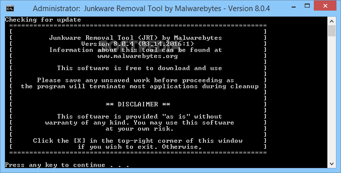 Photo #1 for Junkware Removal Tool - JRT [DISCONTINUED]