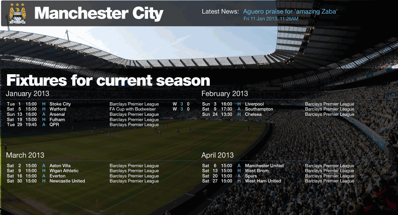 ManCityFixtures Screen Saver Logo