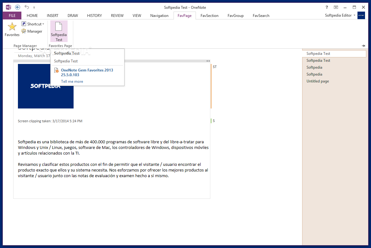 Photo #2 for OneNote Gem - Favorites