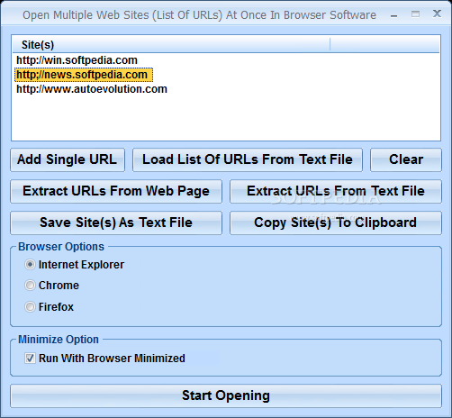 Photo #1 for Open Multiple Web Sites (List Of URLs) At Once In Browser Software