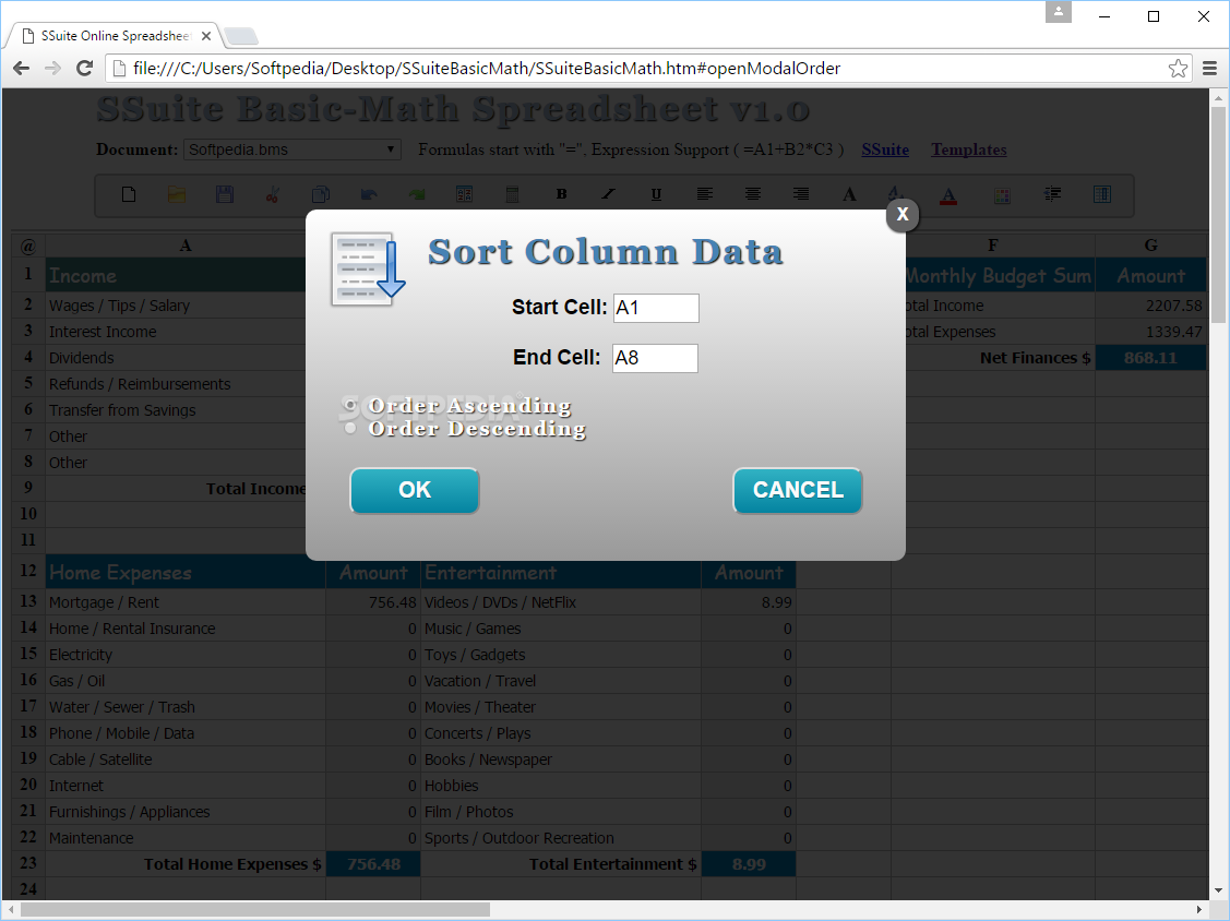 Photo #3 for SSuite Basic-Math Spreadsheet