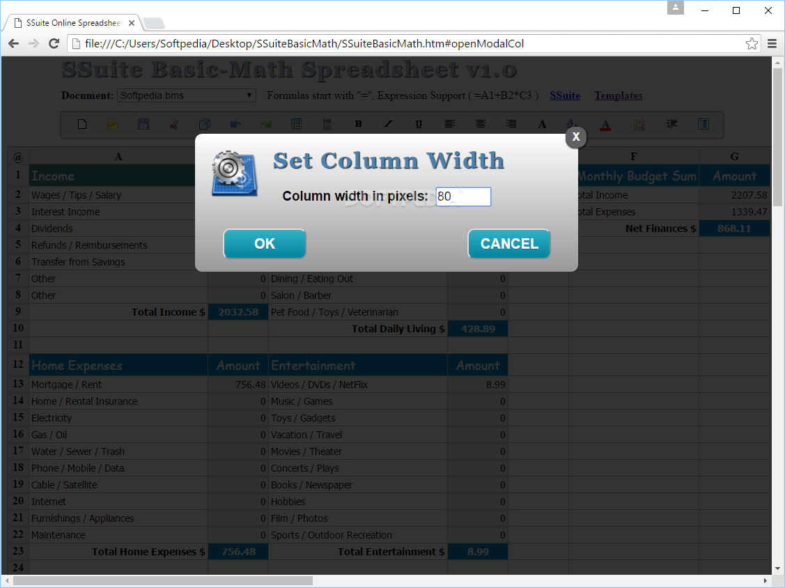 Photo #5 for SSuite Basic-Math Spreadsheet