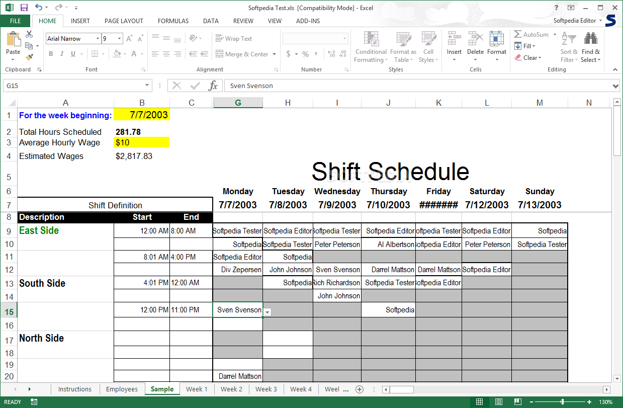 Photo #1 for Shift Scheduler for Excel