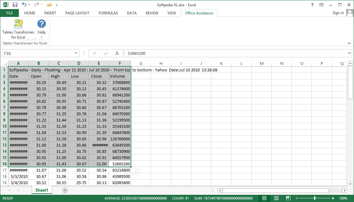 Photo #1 for Tables Transformer for Excel